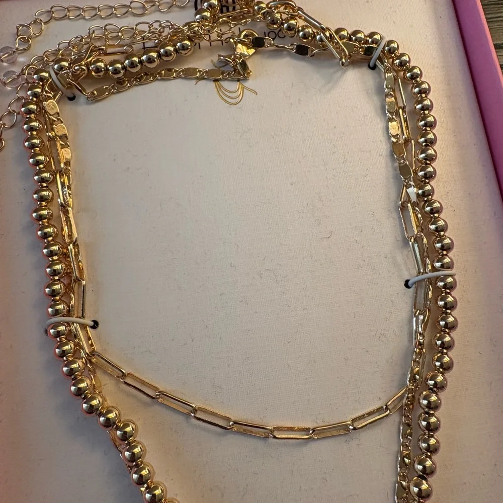 NEW House of Harlow 1960 Gold Layered Necklace Set